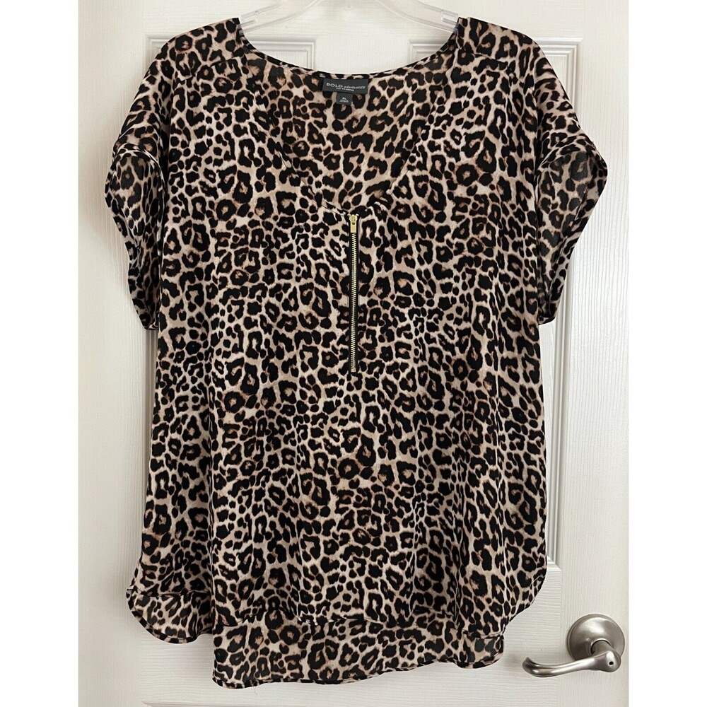 TIME and TRUE - Animal Print Short Sleeve Ruched Sides Knit Maternity Top sz XXL